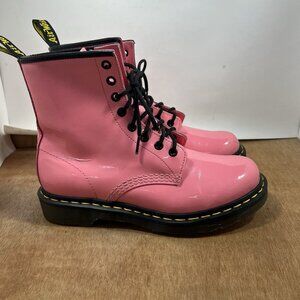 Dr. Martens 1460 Boots Pink Leather 8-Eye Combat Punk Lace Up Women Size 8